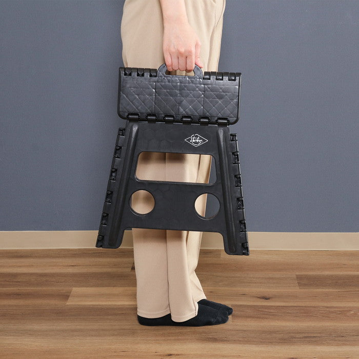 フォールディング ステップ スツール 折りたたみ 踏み台 H32cm BK ブラック 幅370×奥行300×高さ320 fj-77522の画像