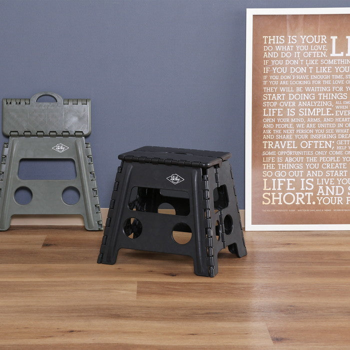 フォールディング ステップ スツール 折りたたみ 踏み台 H32cm BK ブラック 幅370×奥行300×高さ320 fj-77522の画像