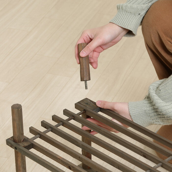 マルチフリー&シューズラック 2段 ブラウン ZSJ05064-A 組立品 W630×D265×H290mm 0.88kg fj-79101の画像