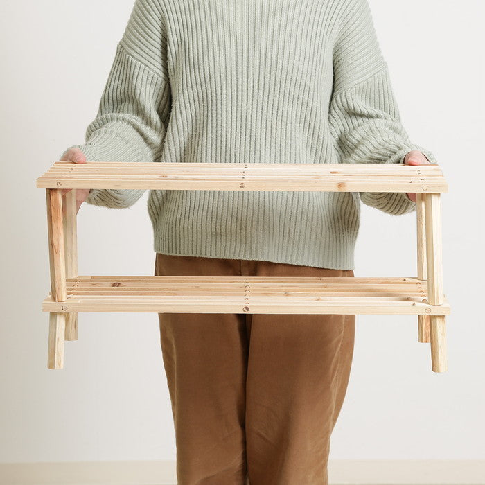 マルチ フリー シューズラック 2段 ナチュラル ZSJ06414A ナチュラル 幅630×奥行265×高さ290 fj-79103の画像