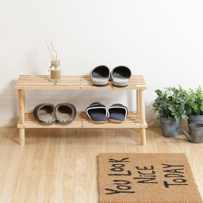 マルチ フリー シューズラック 2段 ナチュラル ZSJ06414A ナチュラル 幅630×奥行265×高さ290 fj-79103の画像