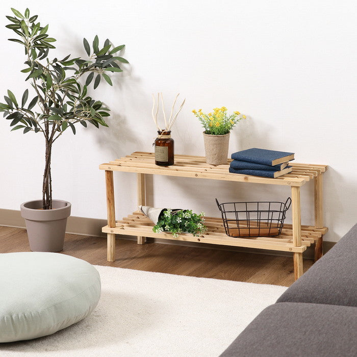 マルチ フリー シューズラック 2段 ナチュラル ZSJ06414A ナチュラル 幅630×奥行265×高さ290 fj-79103の画像