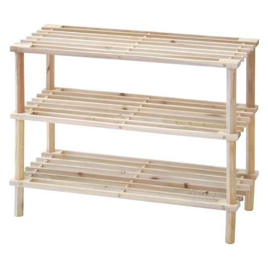 マルチ フリー シューズラック 3段 ナチュラル ZSJ06414B ナチュラル 幅630×奥行265×高さ480 fj-79104の画像