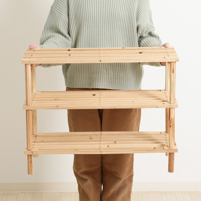 マルチ フリー シューズラック 3段 ナチュラル ZSJ06414B ナチュラル 幅630×奥行265×高さ480 fj-79104の画像