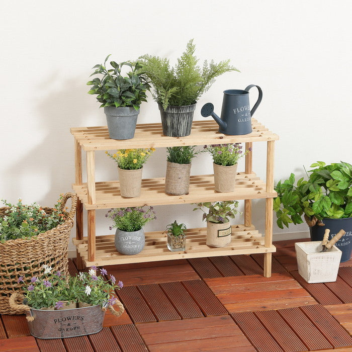 マルチ フリー シューズラック 3段 ナチュラル ZSJ06414B ナチュラル 幅630×奥行265×高さ480 fj-79104の画像