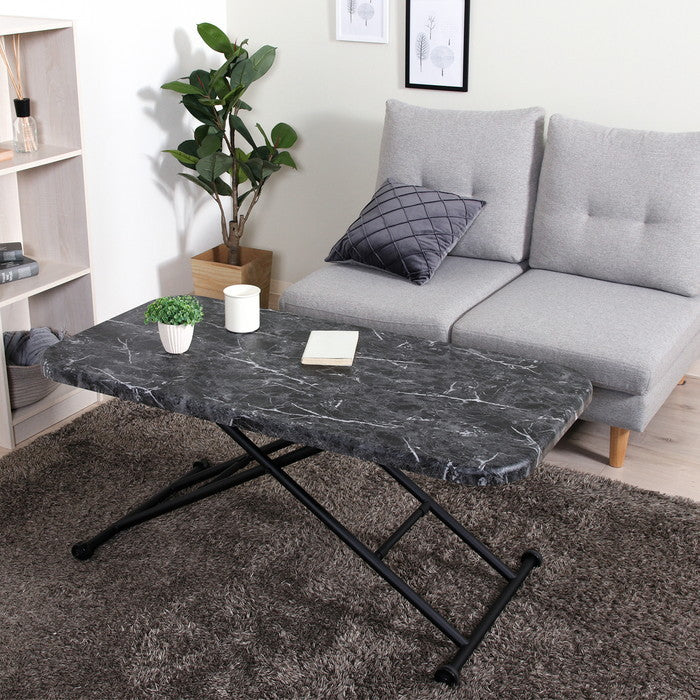 ガス昇降フリーテーブル ワイド 大理石 BK FB-HK-5011-55 大理石 ブラック 幅1200×奥行600×高さ120?700mm fj-79502の画像