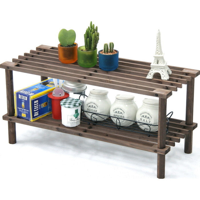 マルチ フリー シューズラック 2段 ブラウン ブラウン 幅630×奥行265×高さ290 fj-83517の画像