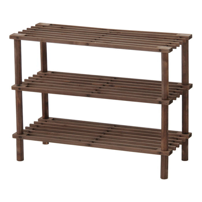 マルチ フリー シューズラック 3段 ブラウン ブラウン 幅630×奥行265×高さ480 fj-83518の画像