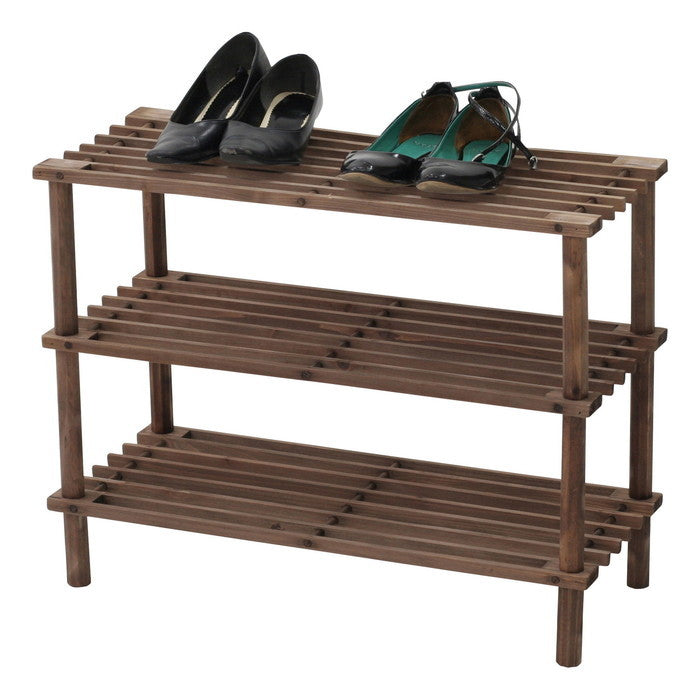 マルチ フリー シューズラック 3段 ブラウン ブラウン 幅630×奥行265×高さ480 fj-83518の画像