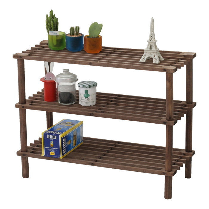 マルチ フリー シューズラック 3段 ブラウン ブラウン 幅630×奥行265×高さ480 fj-83518の画像