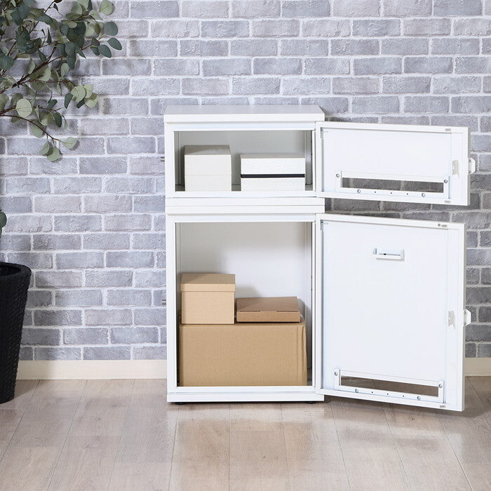 宅配ボックス スチール Luca WH ホワイト 組立品 W485×D360×H880mm 15kg fj-85808の画像