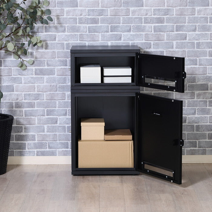 宅配ボックス スチール Luca BK ブラック 組立品 W485×D360×H880mm 15kg fj-85809の画像
