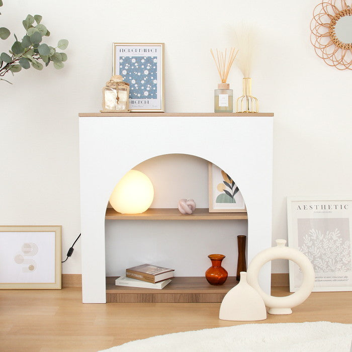 Chamill マントルピース NA×WH ナチュラル/ホワイト 幅800×奥行250×高さ800 fj-85858の画像