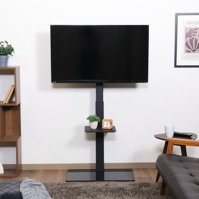 ガラステレビ台 TV台 テレビスタンド BK LDT03-17FS ブラック 幅650×奥行400×高さ1460mm fj-85982の画像