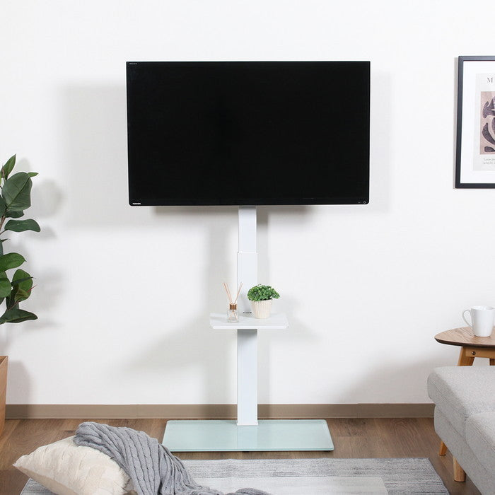 ガラステレビ台 TV台 テレビスタンド WH LDT03-17FS ホワイト 幅650×奥行400×高さ1460mm fj-85983の画像