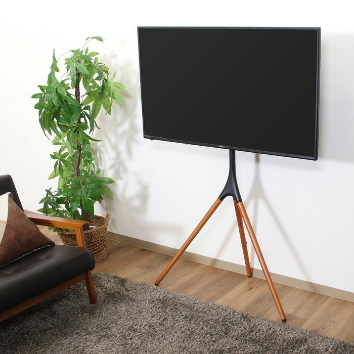 ブナ材 テレビ台 TV台 テレビスタンド 3本脚 FS12-46F ブラックブラウン 幅880×奥行420×高さ1385mm fj-85984の画像