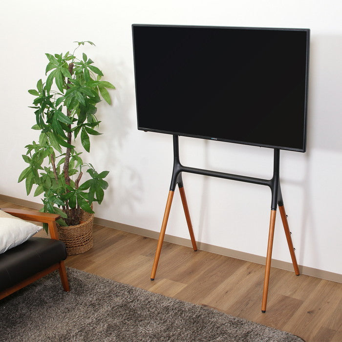 ブナ材 テレビ台 TV台 テレビスタンド 4本脚 FS12-46F-01 ブラックブラウン 幅800×奥行500×高さ1380mm fj-85985の画像