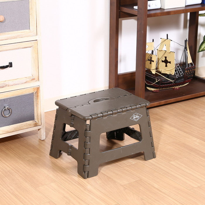 フォールディング ステップ スツール 折りたたみ 踏み台 H22cm KH カーキ 幅325×奥行255×高さ220 fj-86073の画像