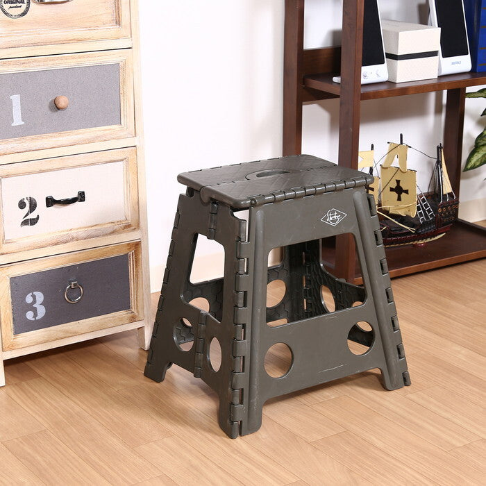 フォールディングステップスツール H39cm KH カーキ 完成品 W390×D330×H390mm 1.45kg fj-86077の画像