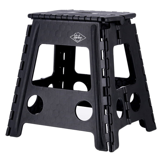 フォールディングステップスツール H39cm BK ブラック 完成品 W390×D330×H390mm 1.45kg fj-86078の画像