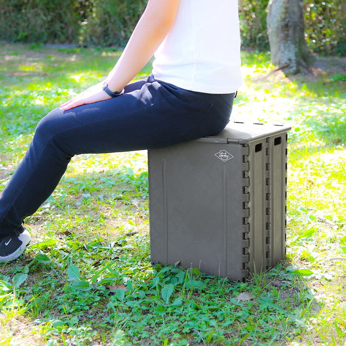 フォールディングストレージスツール ST04 KH カーキ 幅320×奥行275×高さ375 折りたたみ 折り畳み fj-86104の画像