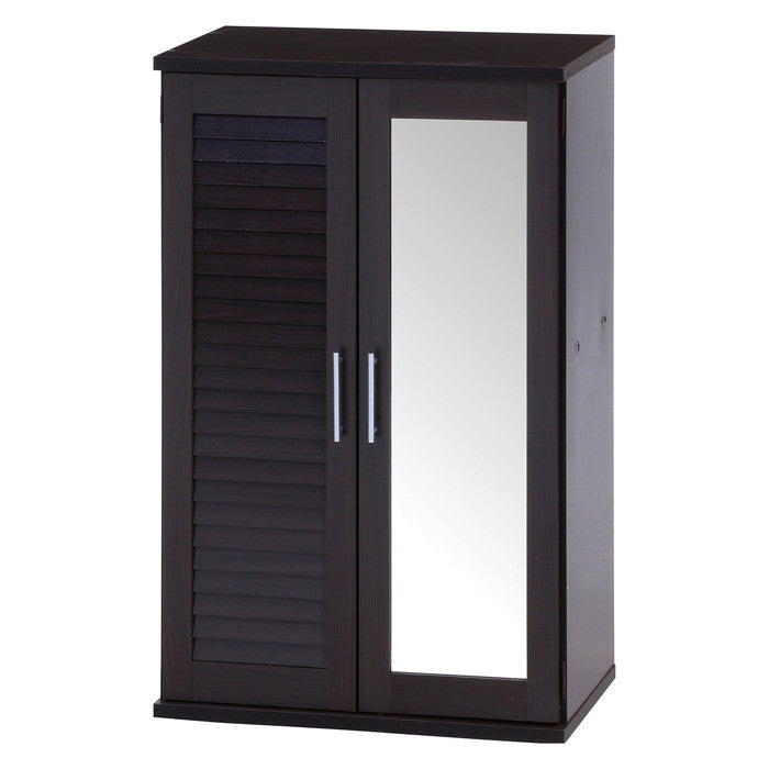 ルーバー&ミラー付きシューズボックス60幅 BR ブラウン 600 ×345 ×930 fj-86190の画像