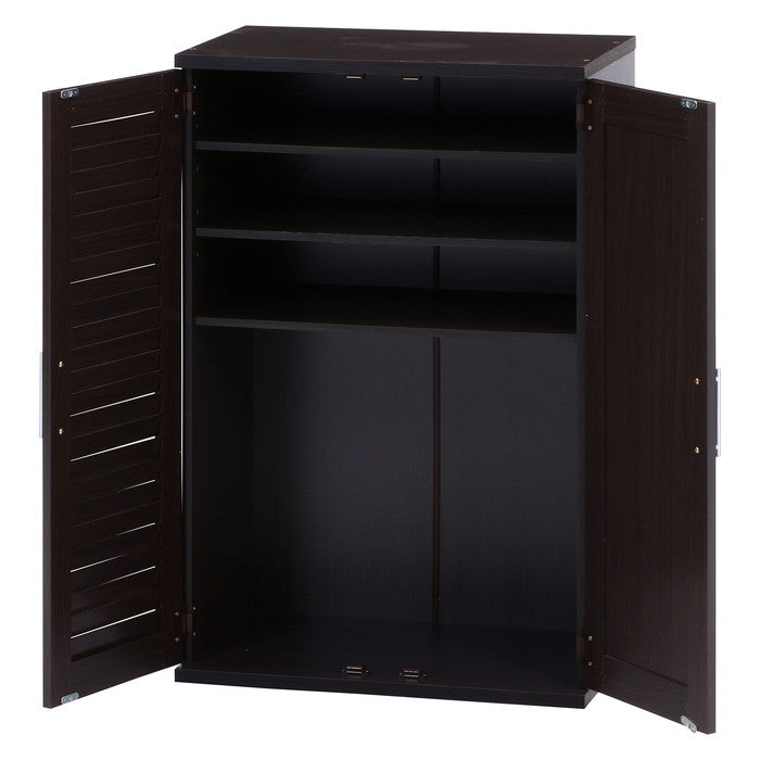 ルーバー&ミラー付きシューズボックス60幅 BR ブラウン 600 ×345 ×930 fj-86190の画像