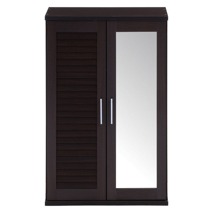 ルーバー&ミラー付きシューズボックス60幅 BR ブラウン 600 ×345 ×930 fj-86190の画像