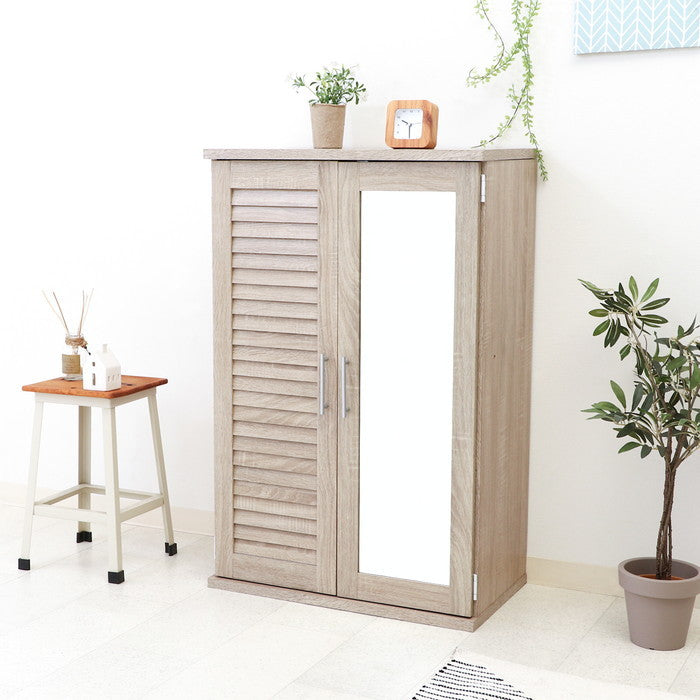 ルーバー&ミラー付きシューズボックス60幅 WHO ホワイトオーク 600 ×345 ×930 fj-86191の画像