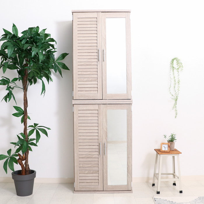 ルーバー&ミラー付きシューズボックス60幅 WHO ホワイトオーク 600 ×345 ×930 fj-86191の画像