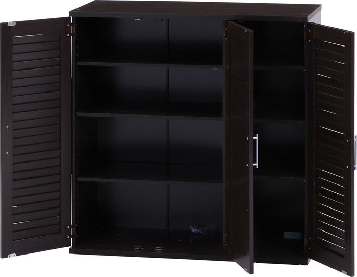 ルーバー&ミラー付シューズボックス90幅 BR ブラウン 900×345×930 fj-86192の画像