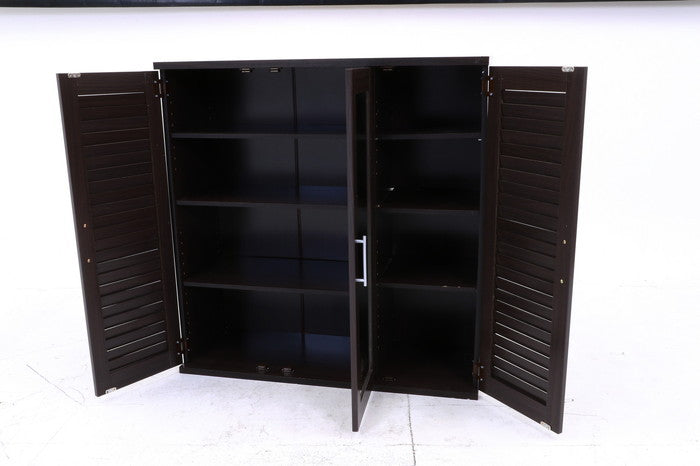 ルーバー&ミラー付シューズボックス90幅 BR ブラウン 900×345×930 fj-86192の画像