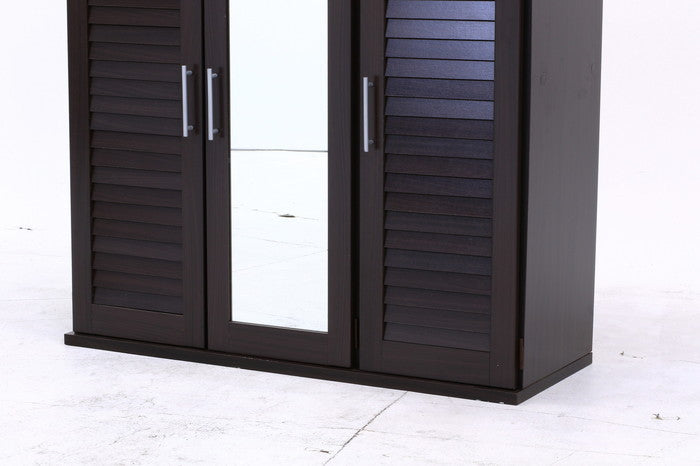 ルーバー&ミラー付シューズボックス90幅 BR ブラウン 900×345×930 fj-86192の画像