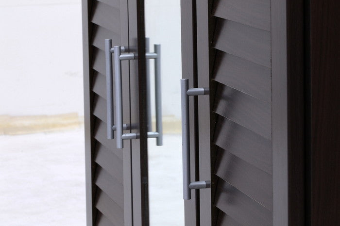 ルーバー&ミラー付シューズボックス90幅 BR ブラウン 900×345×930 fj-86192の画像