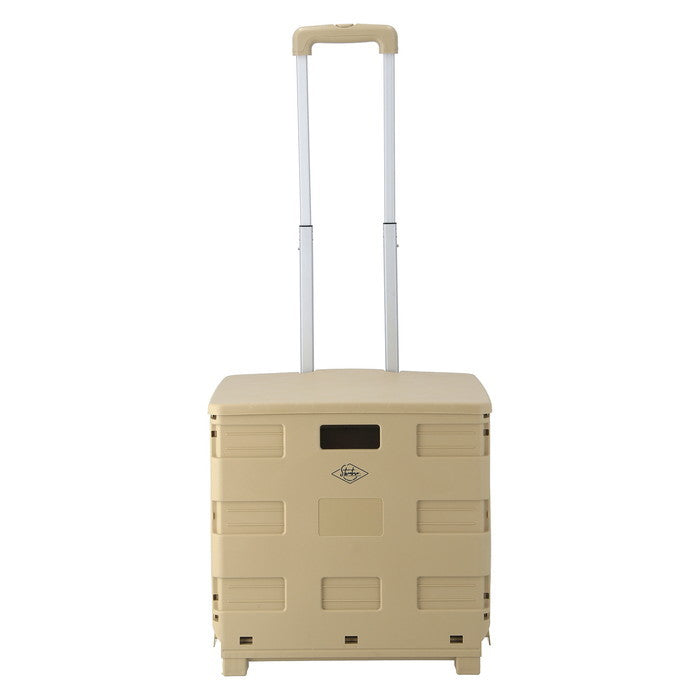 フォールディングキャリーカート L 蓋付き BE ベージュ 幅450×奥行380×高さ990 折りたたみ 折り畳み fj-86440の画像