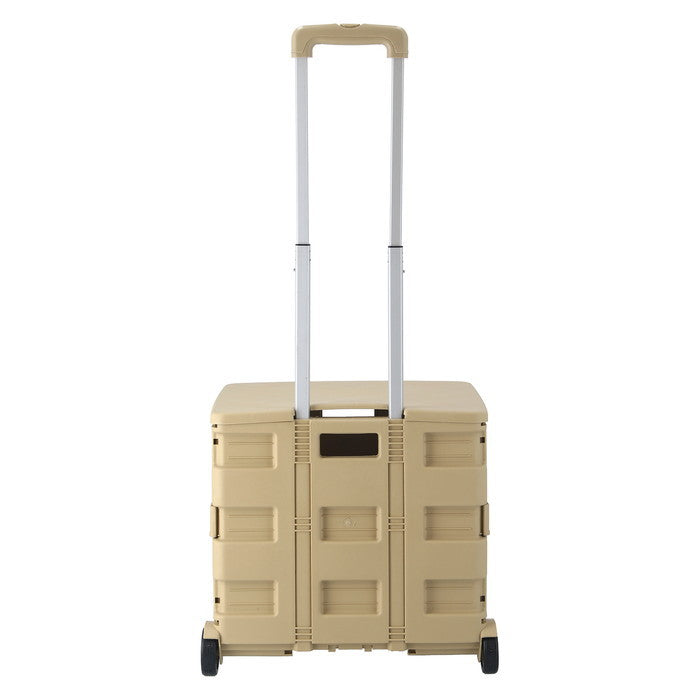 フォールディングキャリーカート L 蓋付き BE ベージュ 幅450×奥行380×高さ990 折りたたみ 折り畳み fj-86440の画像