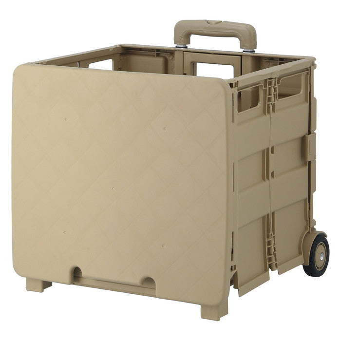 フォールディングキャリーカート L 蓋付き BE ベージュ 幅450×奥行380×高さ990 折りたたみ 折り畳み fj-86440の画像