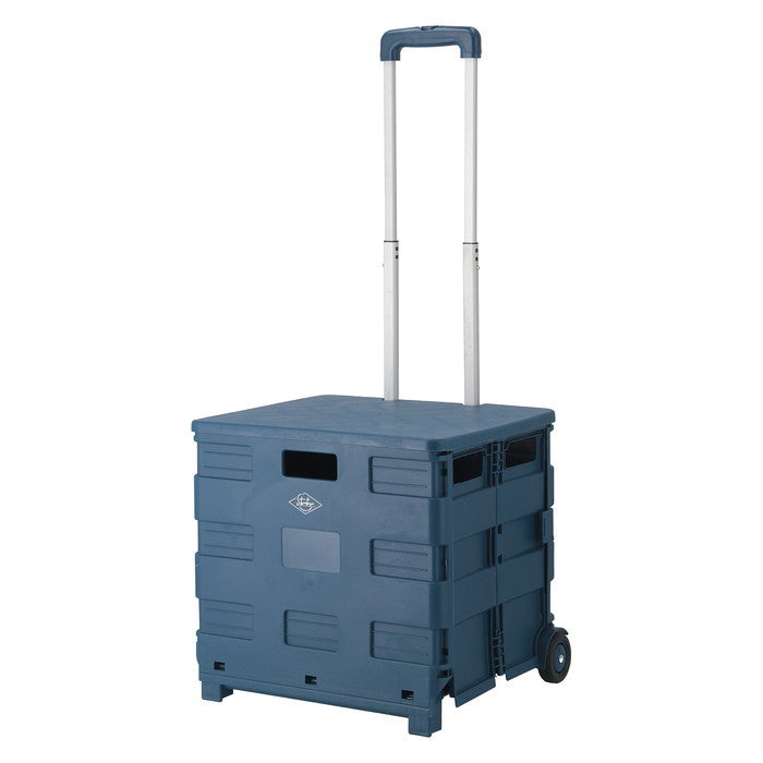 フォールディングキャリーカート L 蓋付き NV ネイビー 幅450×奥行380×高さ990 折りたたみ 折り畳み fj-86441の画像