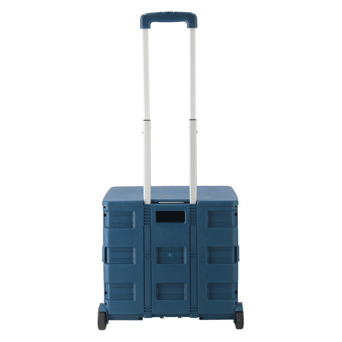 フォールディングキャリーカート L 蓋付き NV ネイビー 幅450×奥行380×高さ990 折りたたみ 折り畳み fj-86441の画像