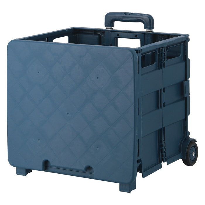 フォールディングキャリーカート L 蓋付き NV ネイビー 幅450×奥行380×高さ990 折りたたみ 折り畳み fj-86441の画像