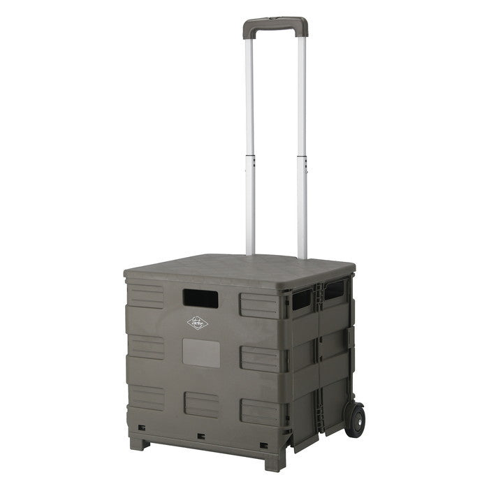 フォールディングキャリーカート L 蓋付き KH カーキ 幅450×奥行380×高さ990 折りたたみ 折り畳み fj-86442の画像