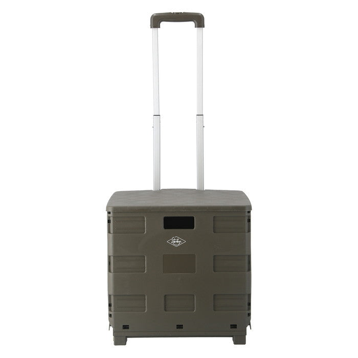 フォールディングキャリーカート L 蓋付き KH カーキ 幅450×奥行380×高さ990 折りたたみ 折り畳み fj-86442の画像