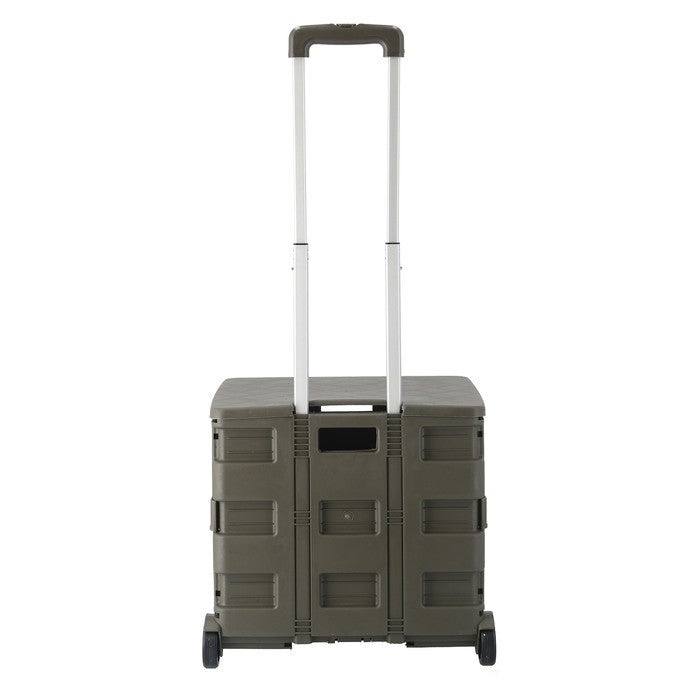 フォールディングキャリーカート L 蓋付き KH カーキ 幅450×奥行380×高さ990 折りたたみ 折り畳み fj-86442の画像
