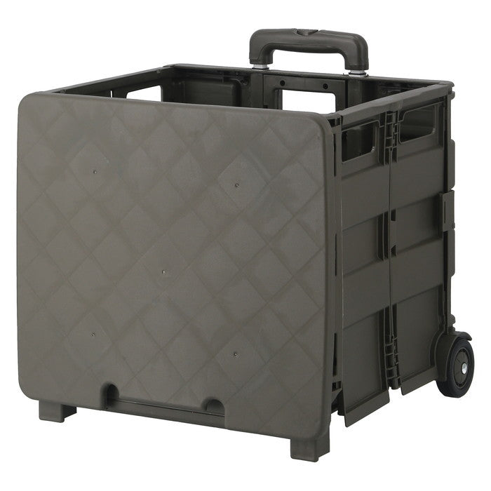 フォールディングキャリーカート L 蓋付き KH カーキ 幅450×奥行380×高さ990 折りたたみ 折り畳み fj-86442の画像