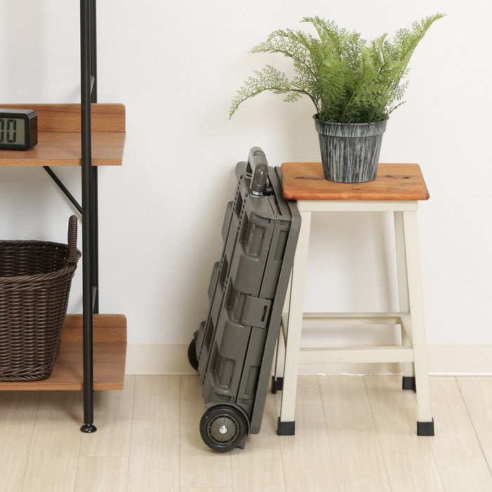 フォールディングキャリーカート L 蓋付き KH カーキ 幅450×奥行380×高さ990 折りたたみ 折り畳み fj-86442の画像