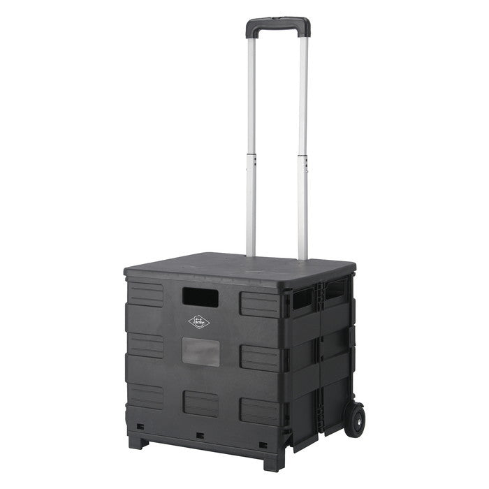 フォールディングキャリーカート L 蓋付き BK ブラック 幅450×奥行380×高さ990 折りたたみ 折り畳み fj-86443の画像