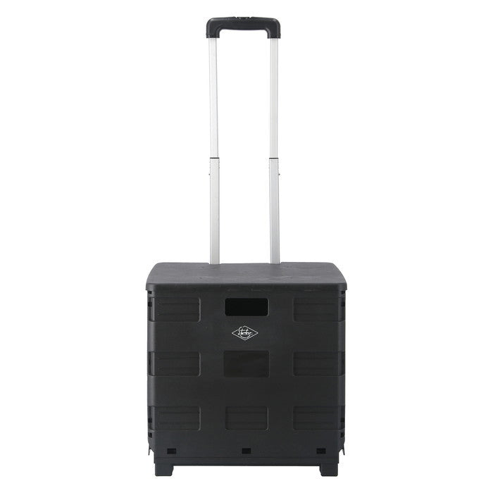 フォールディングキャリーカート L 蓋付き BK ブラック 幅450×奥行380×高さ990 折りたたみ 折り畳み fj-86443の画像