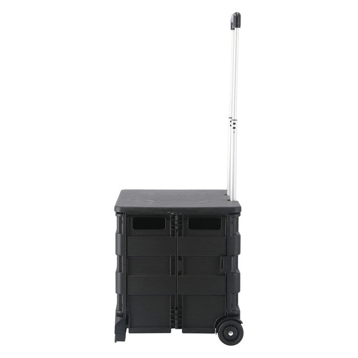 フォールディングキャリーカート L 蓋付き BK ブラック 幅450×奥行380×高さ990 折りたたみ 折り畳み fj-86443の画像