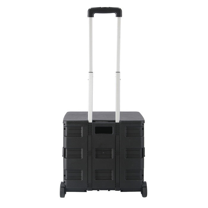 フォールディングキャリーカート L 蓋付き BK ブラック 幅450×奥行380×高さ990 折りたたみ 折り畳み fj-86443の画像