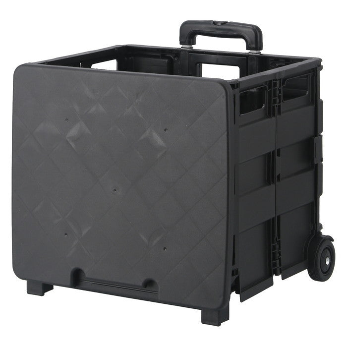 フォールディングキャリーカート L 蓋付き BK ブラック 幅450×奥行380×高さ990 折りたたみ 折り畳み fj-86443の画像